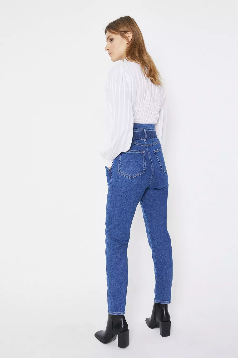 Belted High Waisted Skinny Jeans | Warehouse